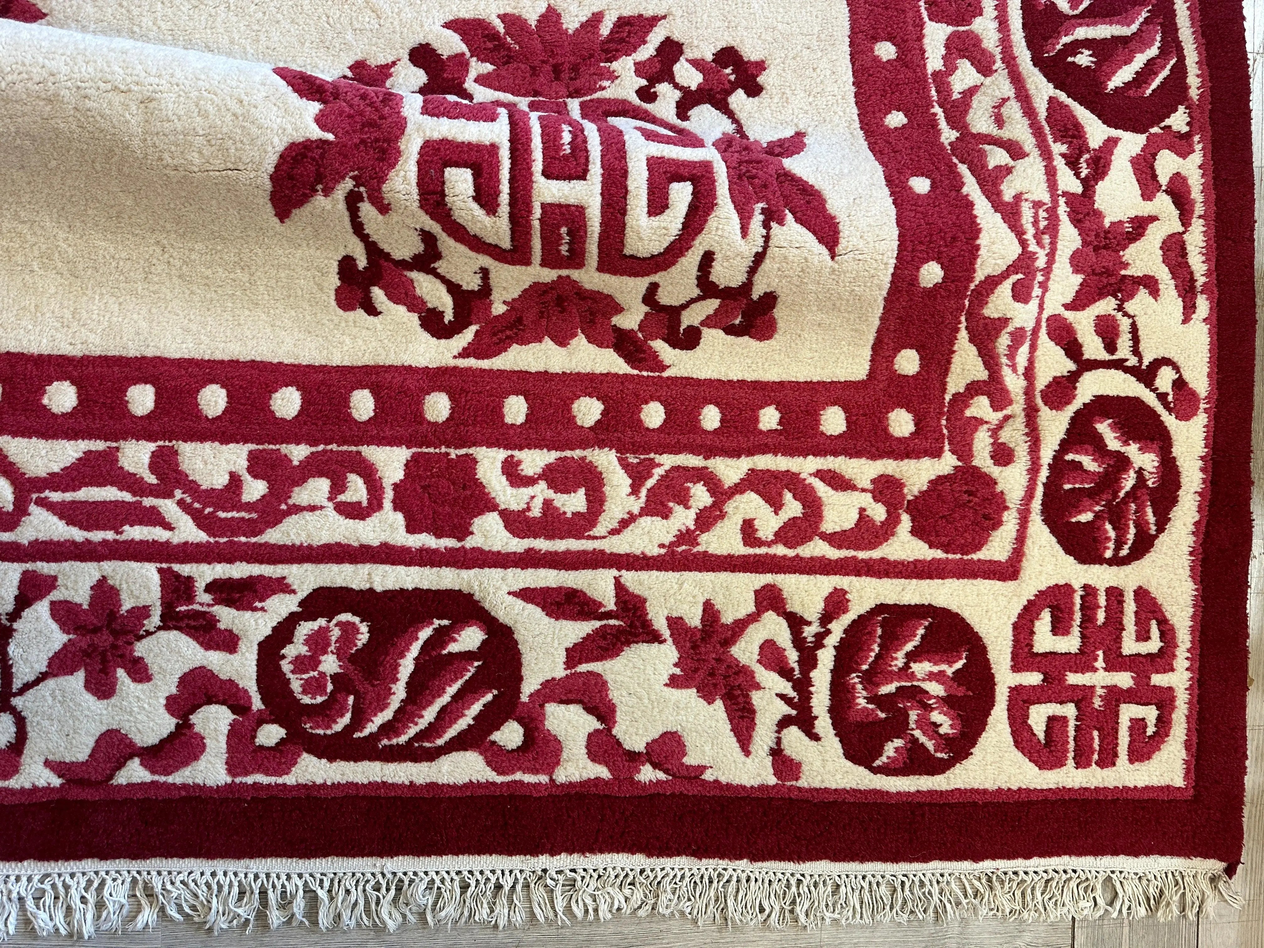 Red & Beige Chinese Art Deco Style Rug 11 x 15 Rugistan