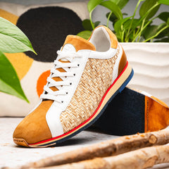 65-375-BRN RIPI Calfskin Hand Weave Sneaker Brown