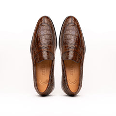 11-201-CGM ROMA Crocodile Penny Loafer, Cognac