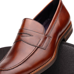 15-400-CGN ROMA Hand Burnished Calfskin Penny Loafer Cognac