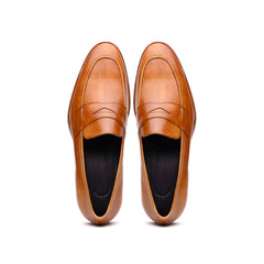 15-400-CML ROMA Hand Burnished Calfskin Penny Loafer Camel