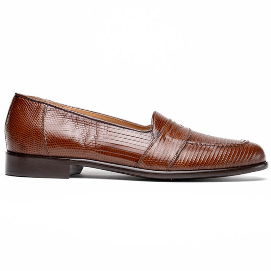 14-202-CGN ROSSI Teju Lizard Penny Loafer, Cognac