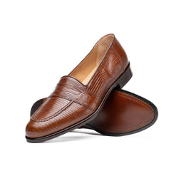 14-202-CGN ROSSI Teju Lizard Penny Loafer, Cognac