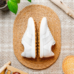 66-265-WHT ROXI Suede & Calfskin Sneaker, White