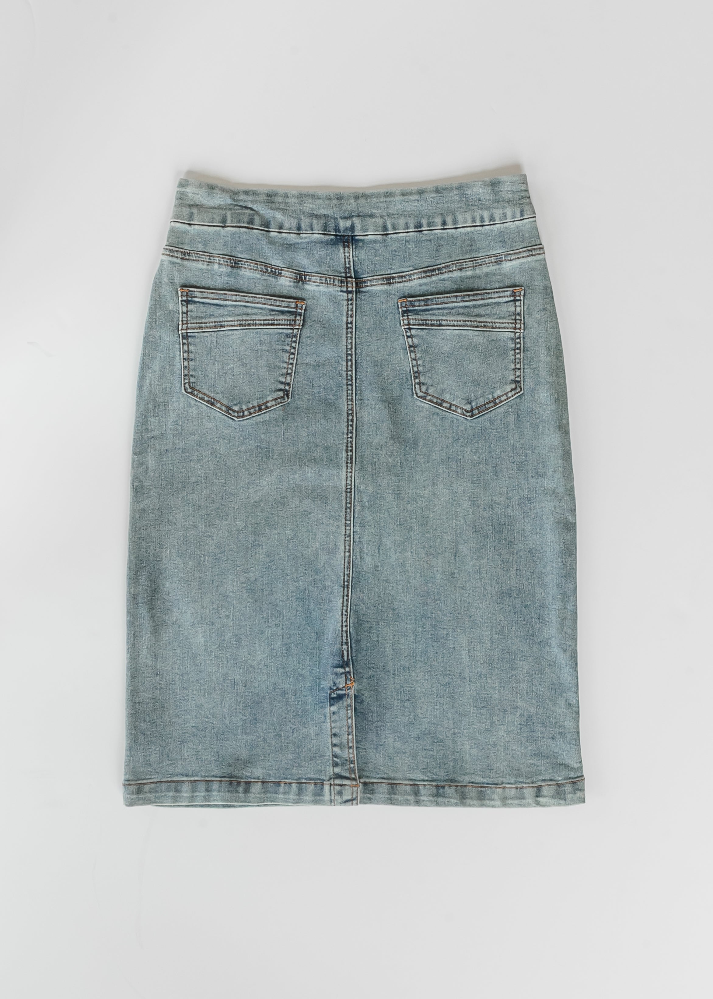 Denim skirt on a white background
