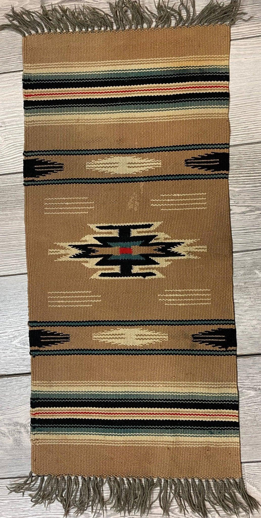 Small Mexican Hand Woven Kilim Rug 14''x30'' Rugistan