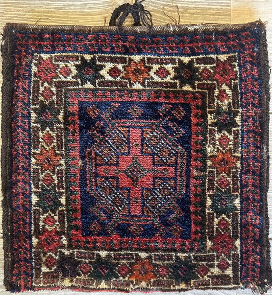 Small Vintage Kurdish Circa 1950s Wool on Wool Complete Bag - 14" X 14" Rugistan