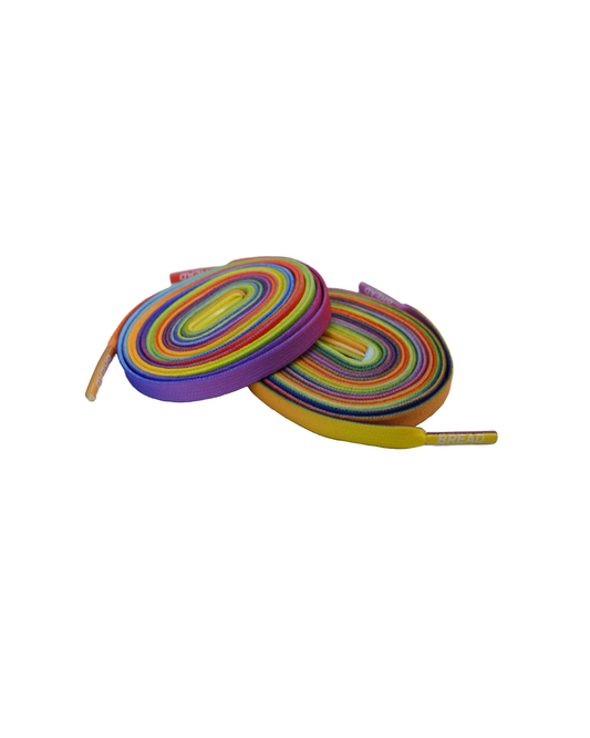 Colorful shoelaces on a white background
