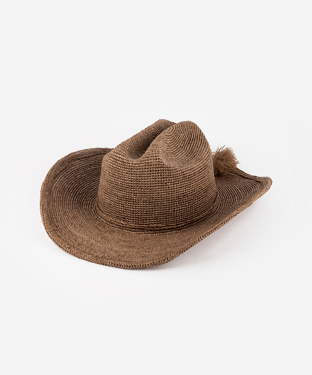 Brown cowboy hat on a white background