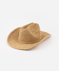 Beige straw hat on a white background