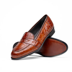 11-119-CGN TUSCANY Crocodile Penny Loafer, Cognac