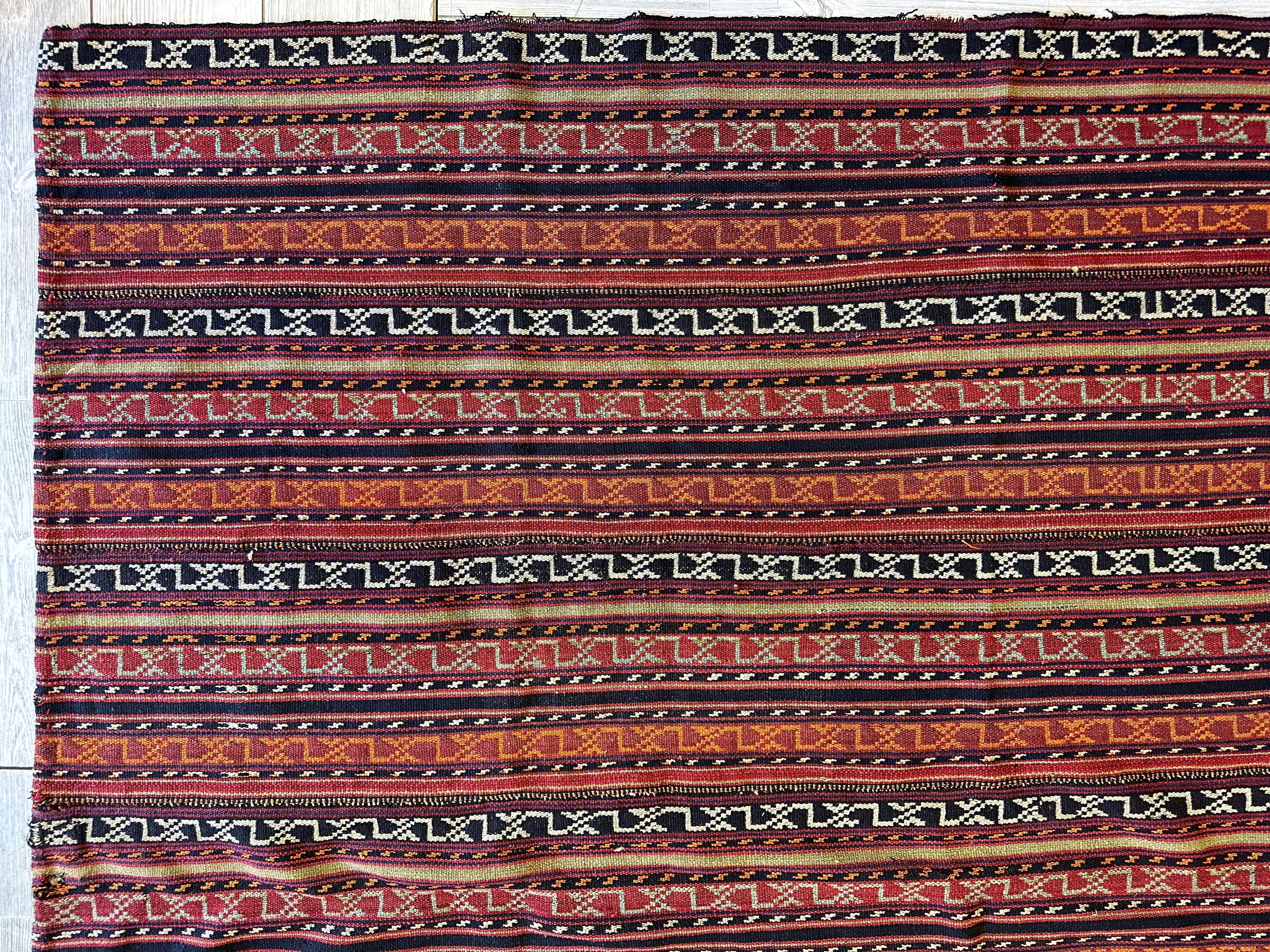 UNIQUE Antique Square Azerbijani Shahsavan Jajim Rug 6’4” x 6’8” Rugistan