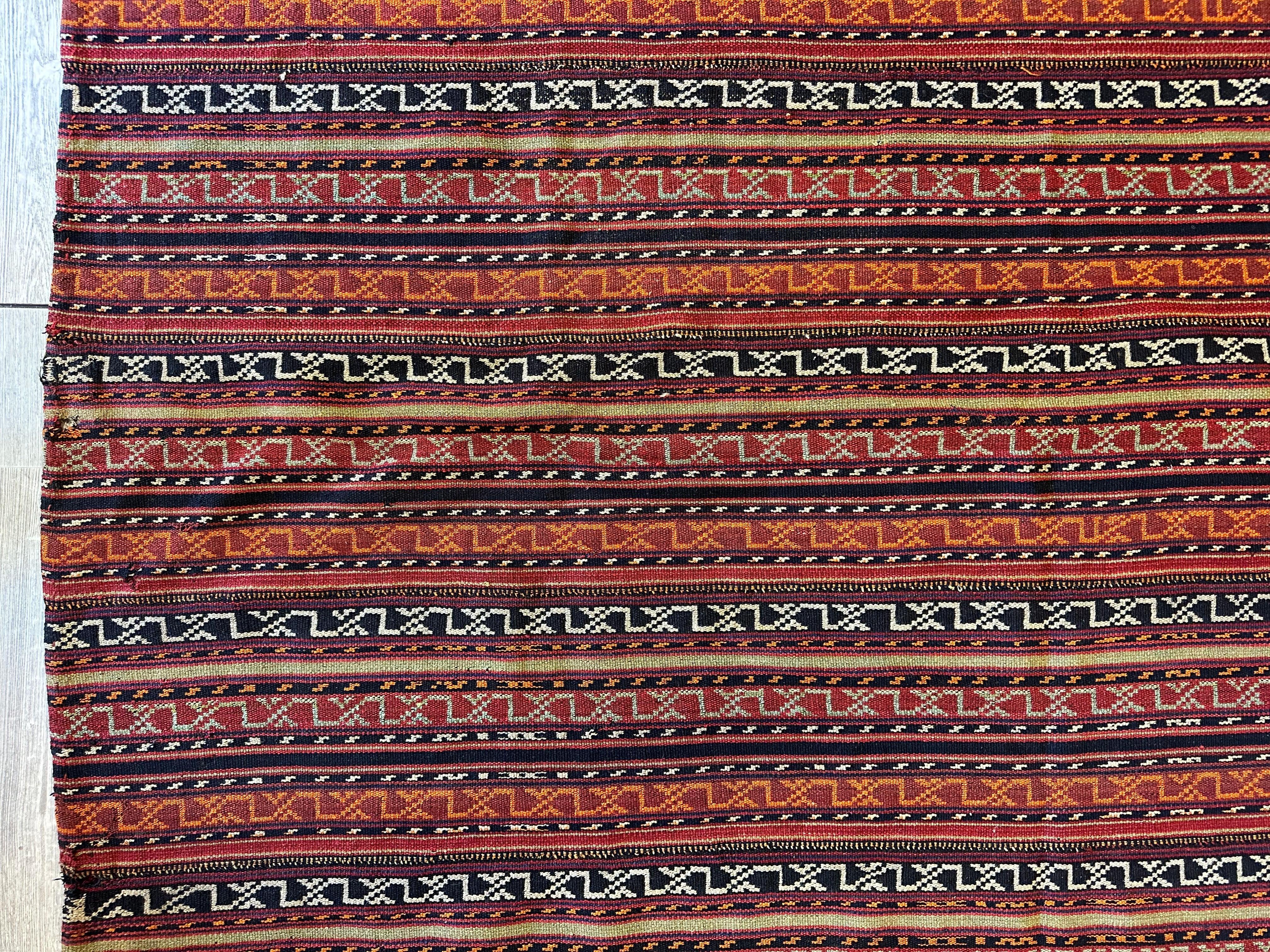 UNIQUE Antique Square Azerbijani Shahsavan Jajim Rug 6’4” x 6’8” Rugistan