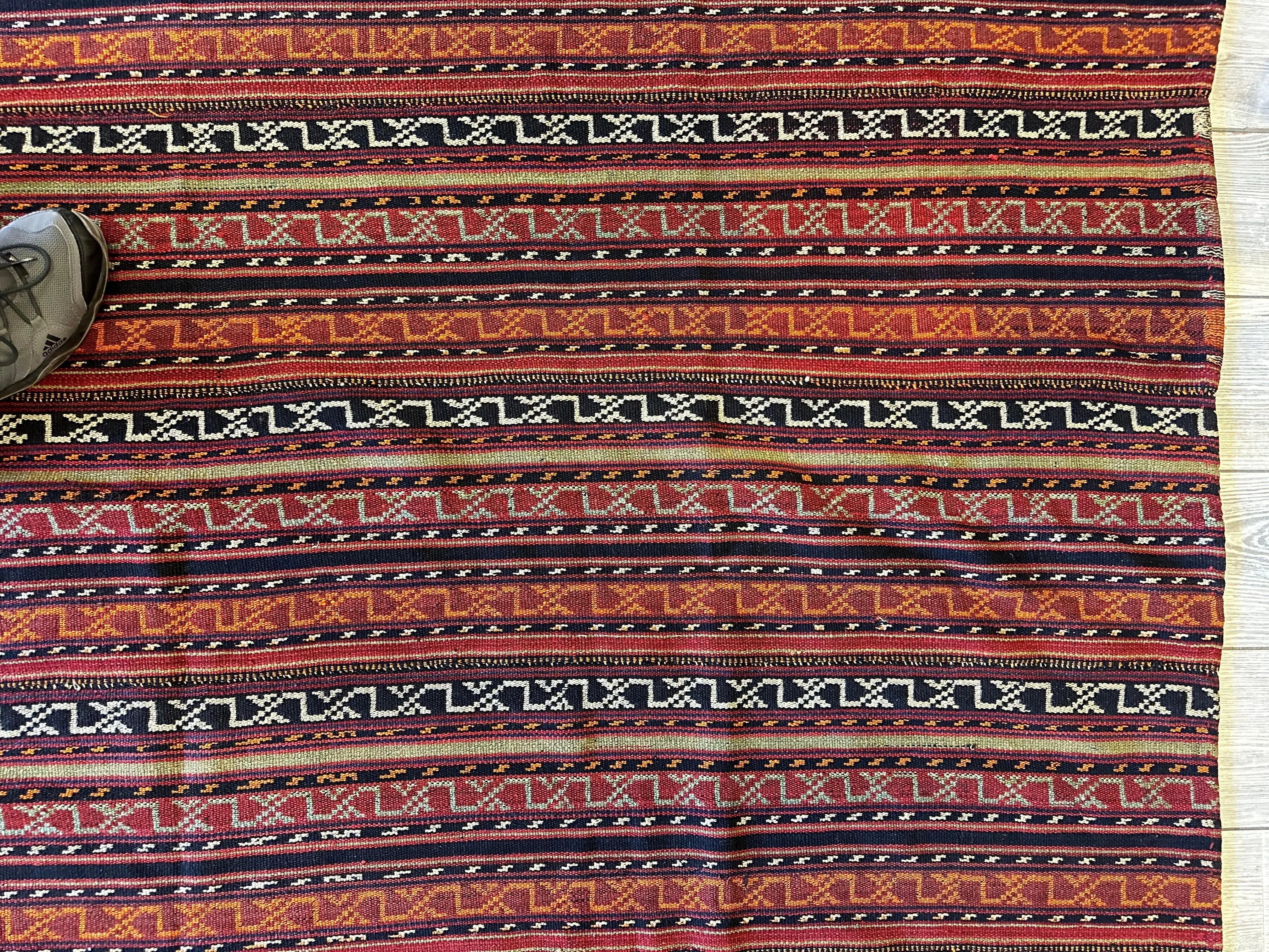 UNIQUE Antique Square Azerbijani Shahsavan Jajim Rug 6’4” x 6’8” Rugistan