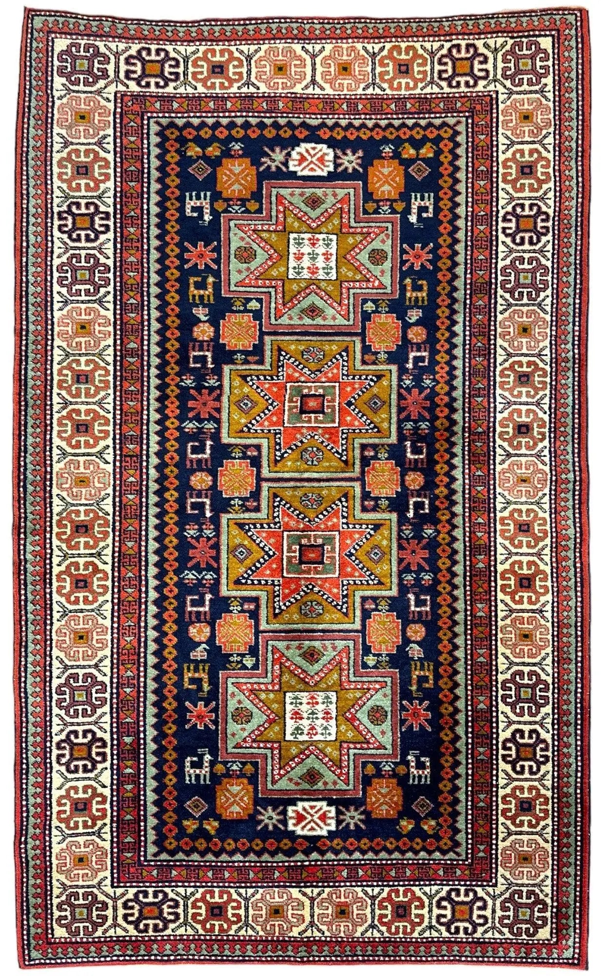 Vintage Hand-knotted Yerevan Armenian Kazak Rug 4 x 7 Rugistan