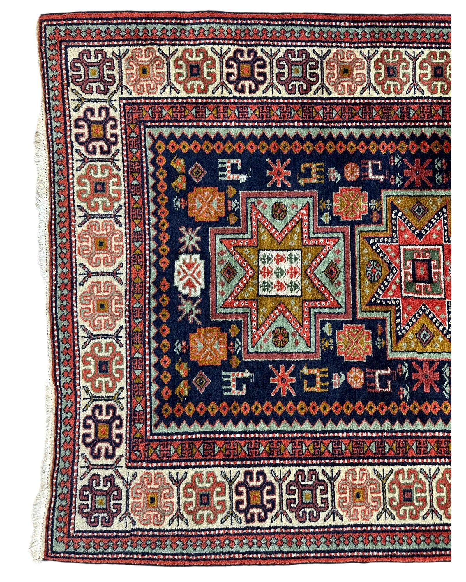 Vintage Hand-knotted Yerevan Armenian Kazak Rug 4 x 7 Rugistan