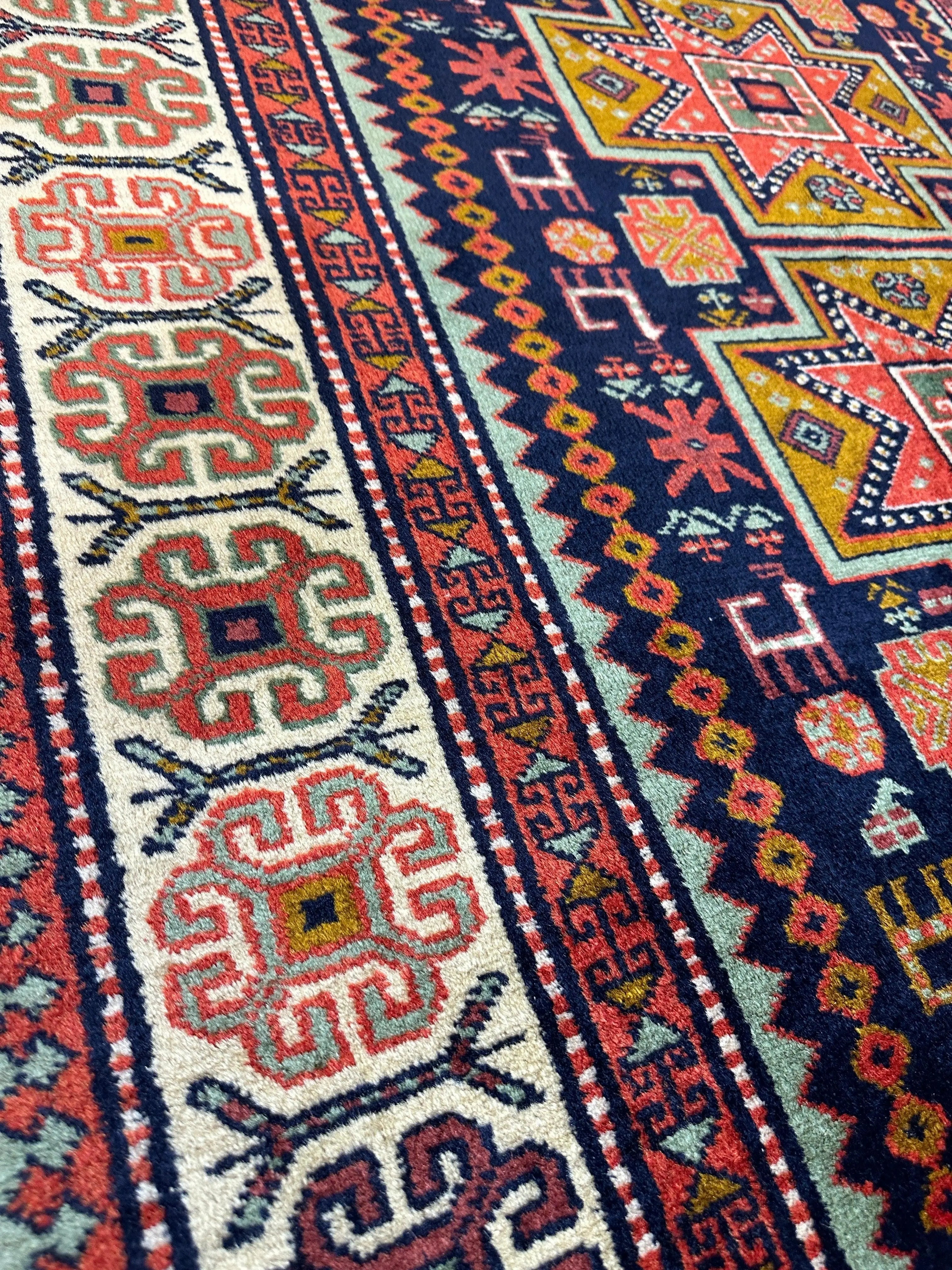 Vintage Hand-knotted Yerevan Armenian Kazak Rug 4 x 7 Rugistan
