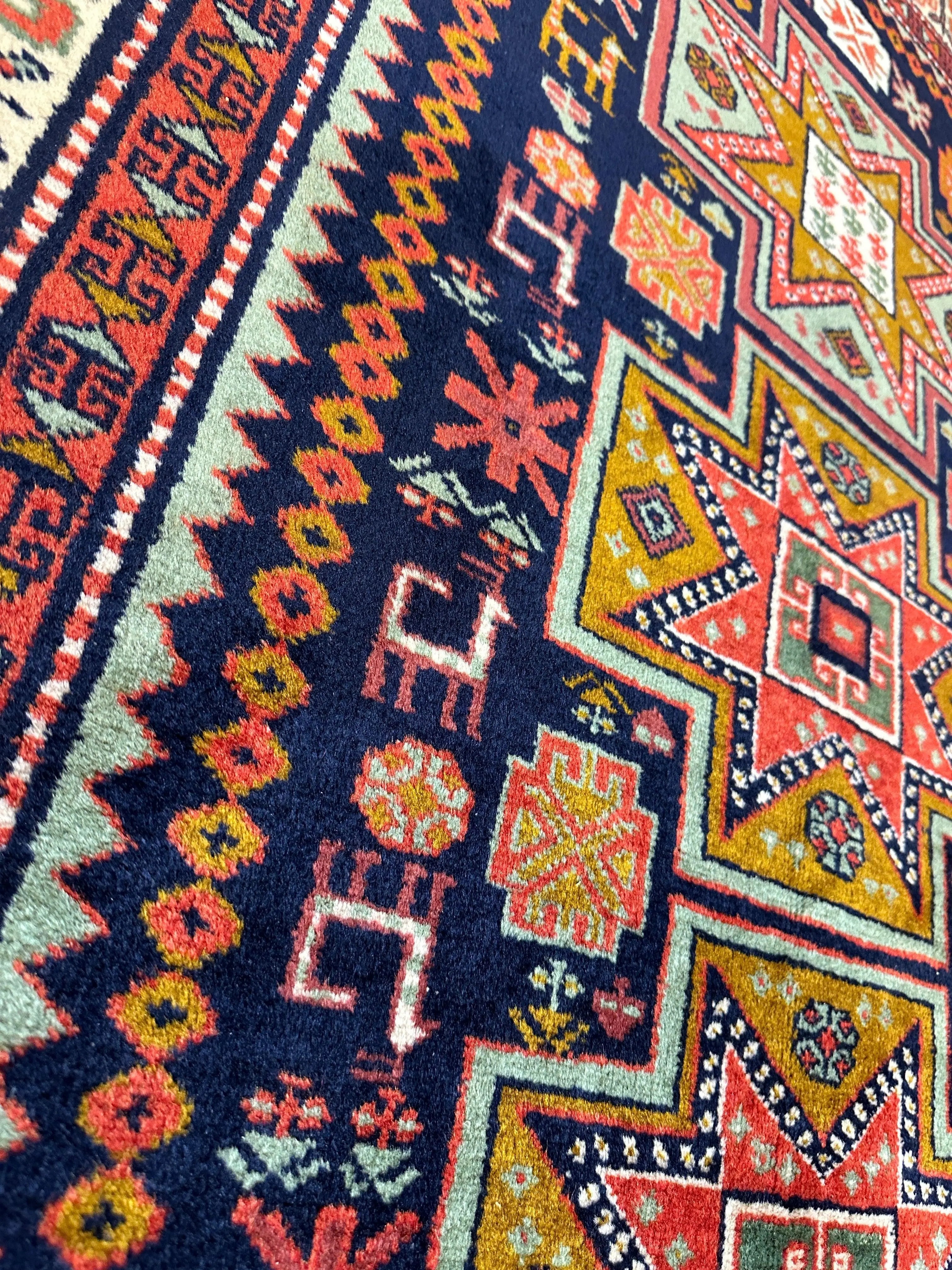 Vintage Hand-knotted Yerevan Armenian Kazak Rug 4 x 7 Rugistan