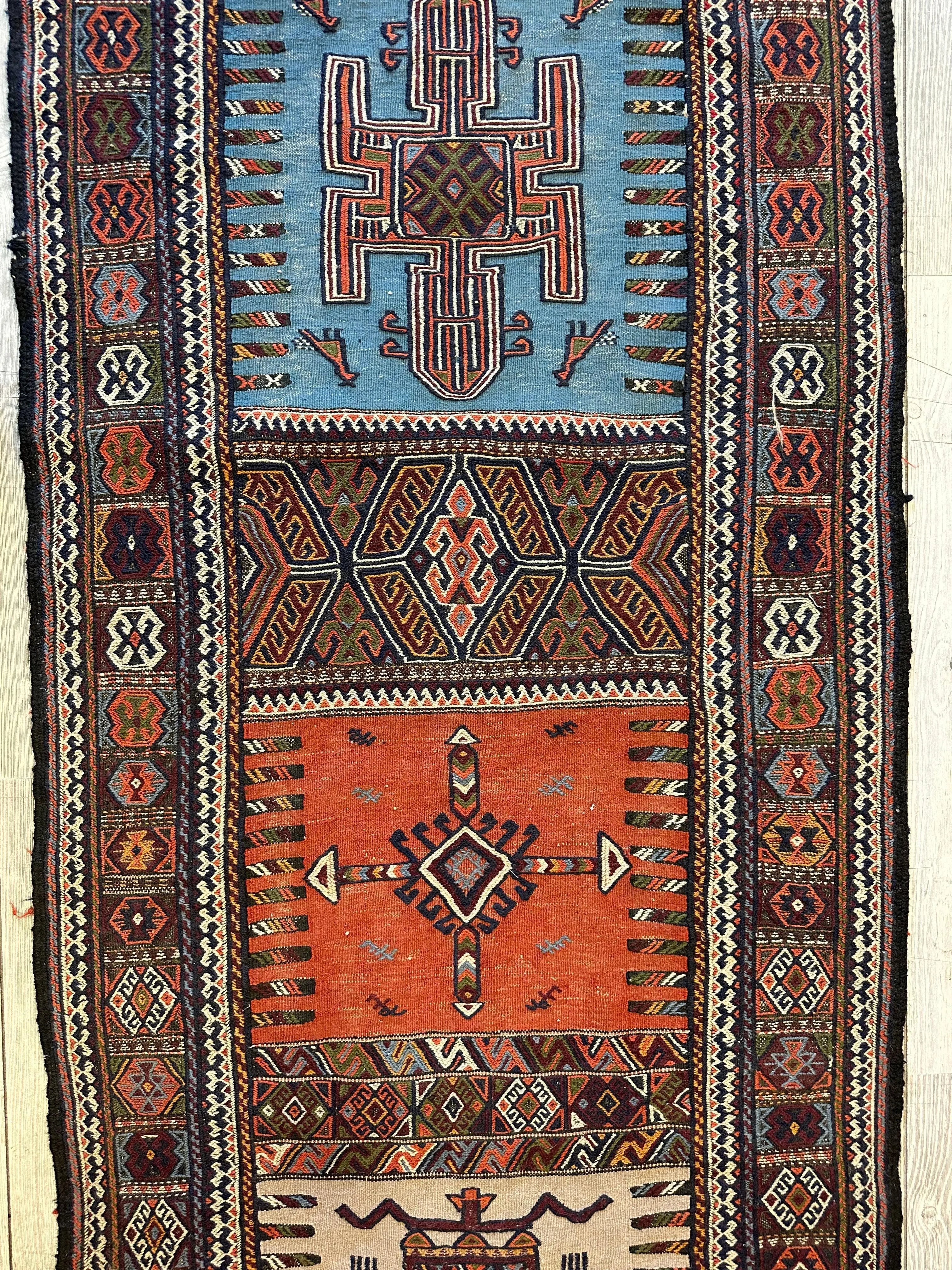 Vintage Kurdish Qochan Runner 2’9” x 12’9” Rugistan