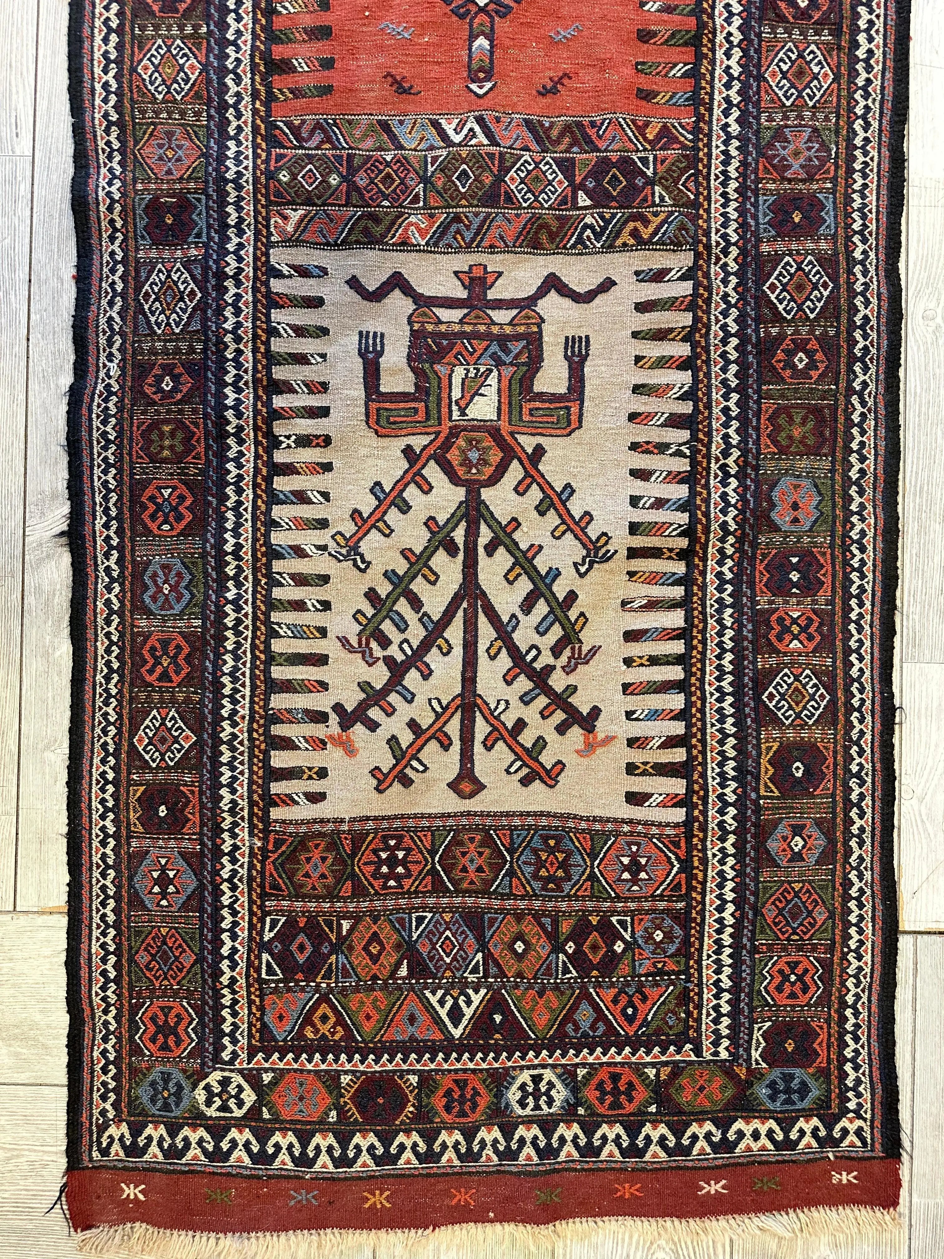 Vintage Kurdish Qochan Runner 2’9” x 12’9” Rugistan