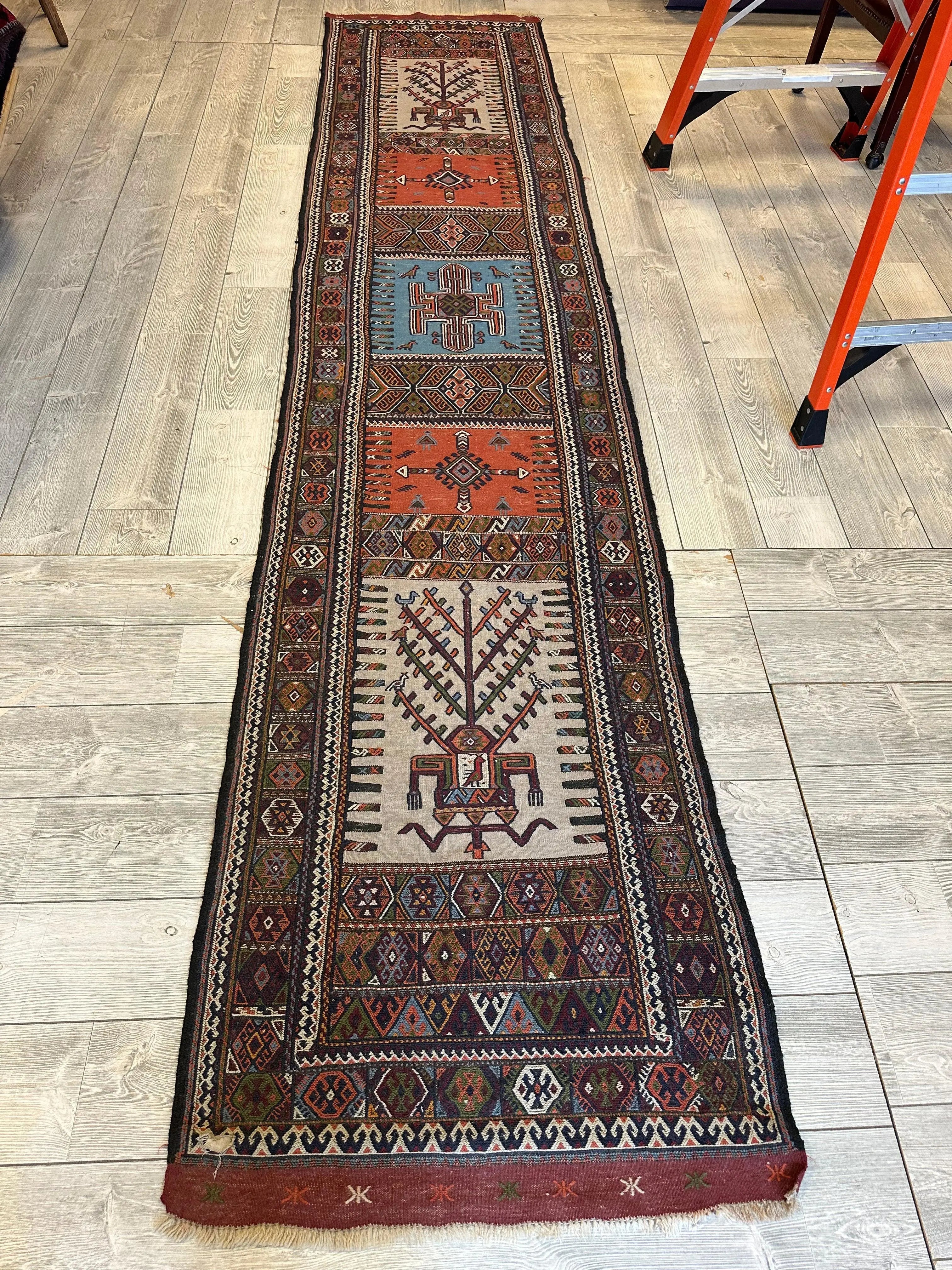 Vintage Kurdish Qochan Runner 2’9” x 12’9” Rugistan