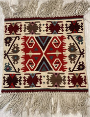 Vintage Navajo Like Bulgarian Wool Kilim Display Rug 1'8''x1'7'' Rugistan