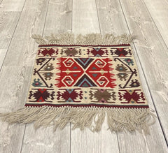 Vintage Navajo Like Bulgarian Wool Kilim Display Rug 1'8''x1'7'' Rugistan