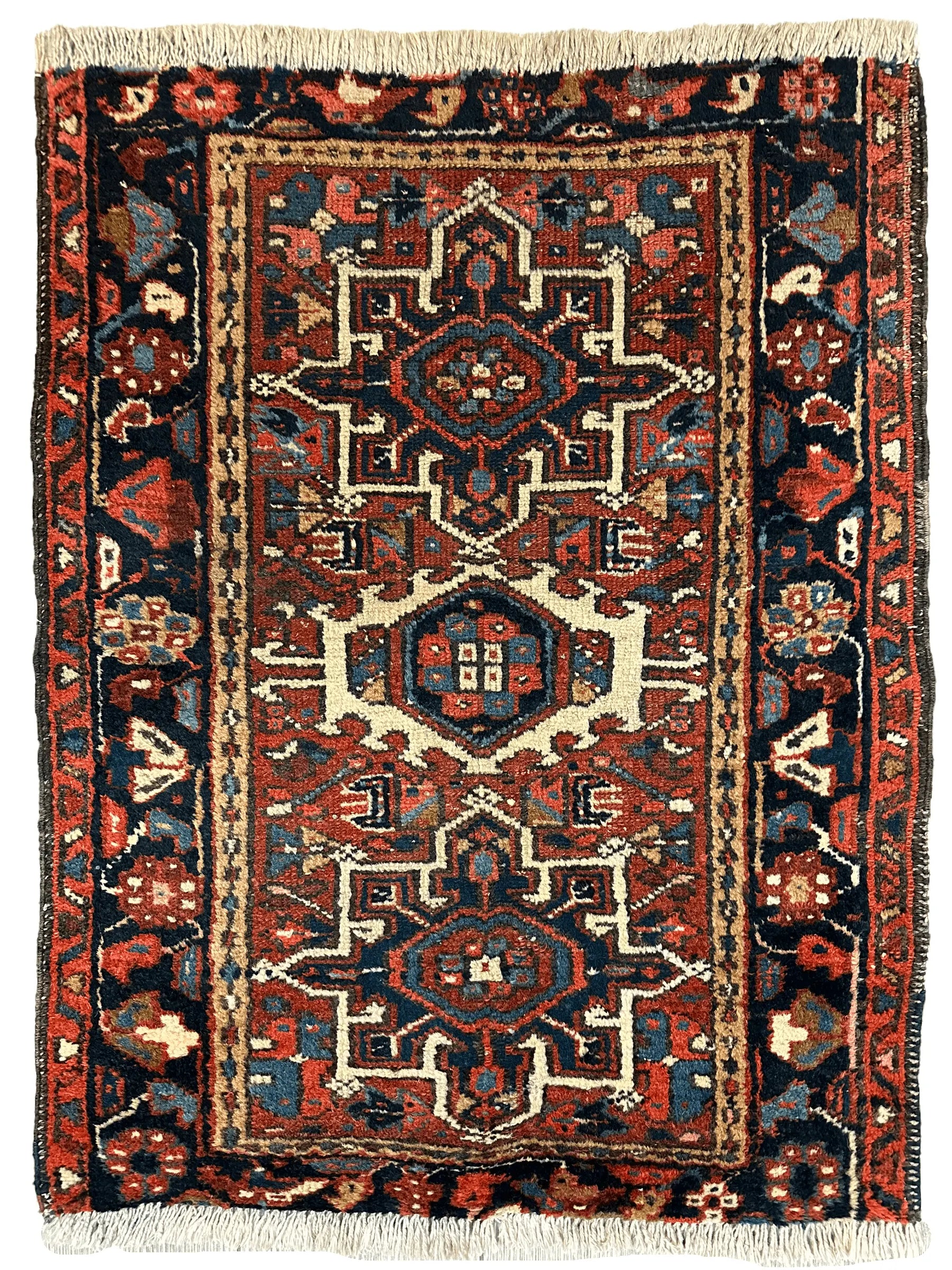 Vintage Persian Karaja Heriz Runner 24”x33” Rugistan