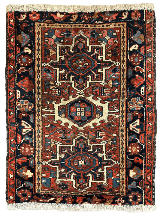 Vintage Persian Karaja Heriz Runner 24”x33” Rugistan