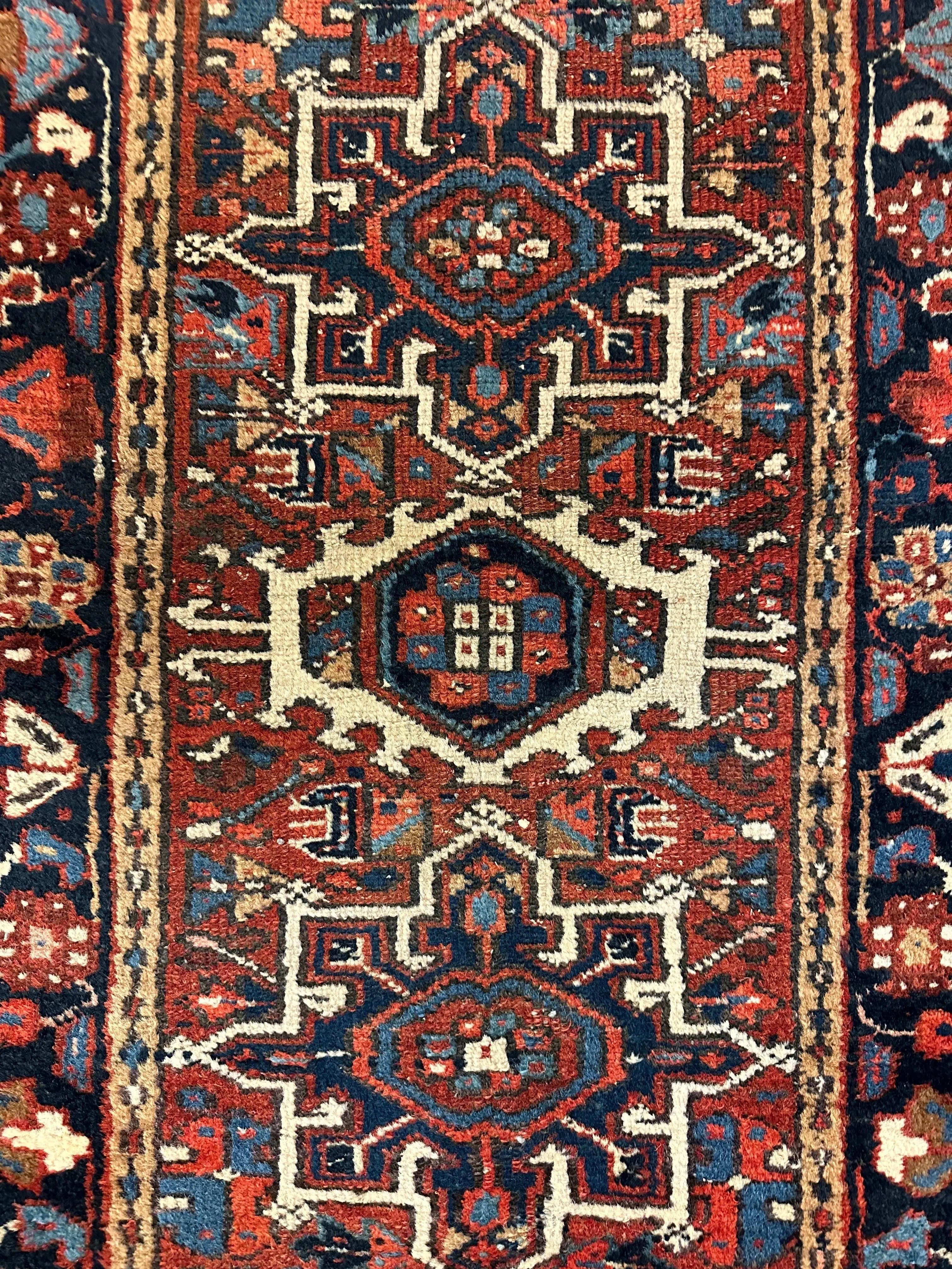 Vintage Persian Karaja Heriz Runner 24”x33” Rugistan