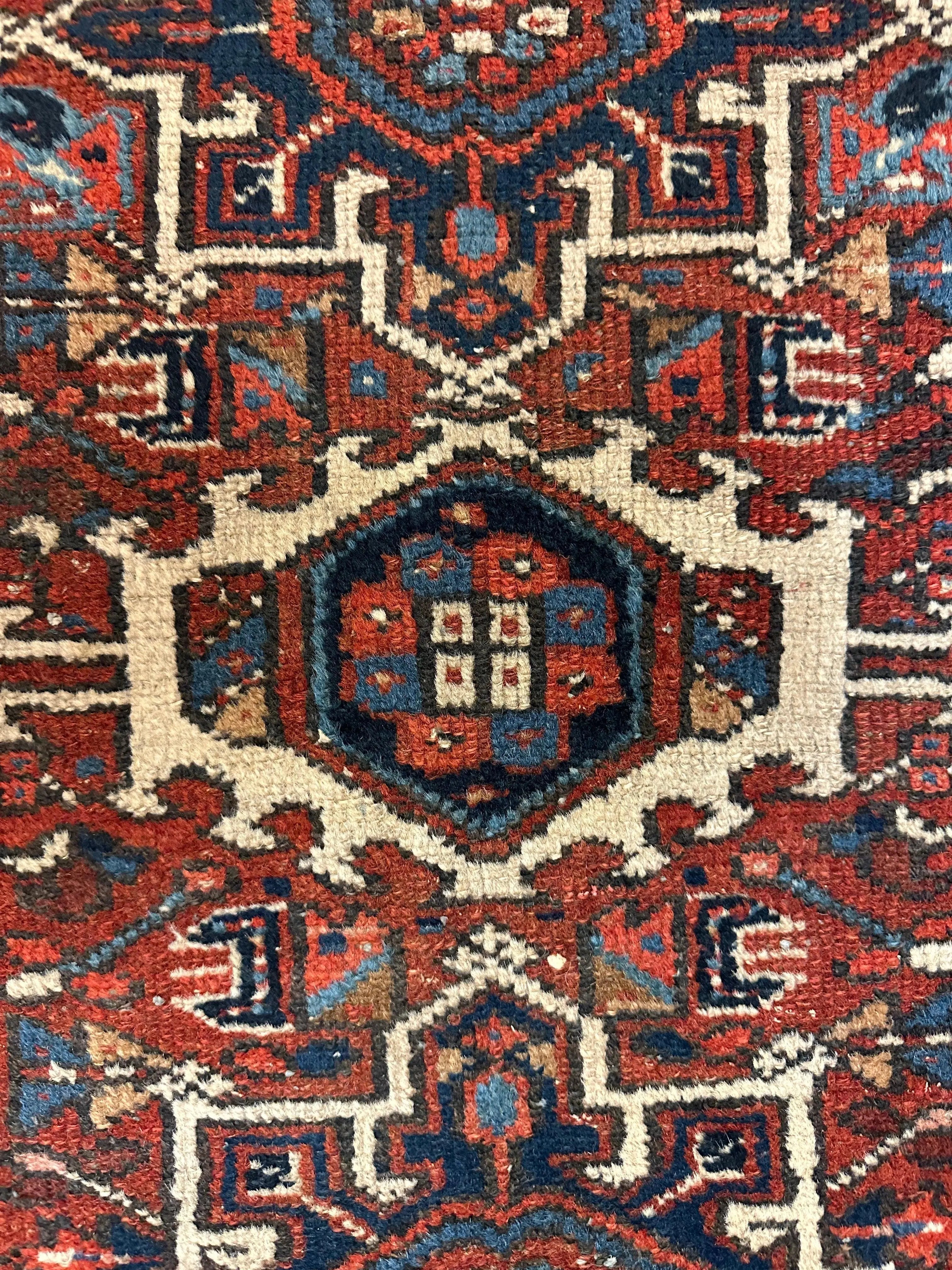 Vintage Persian Karaja Heriz Runner 24”x33” Rugistan
