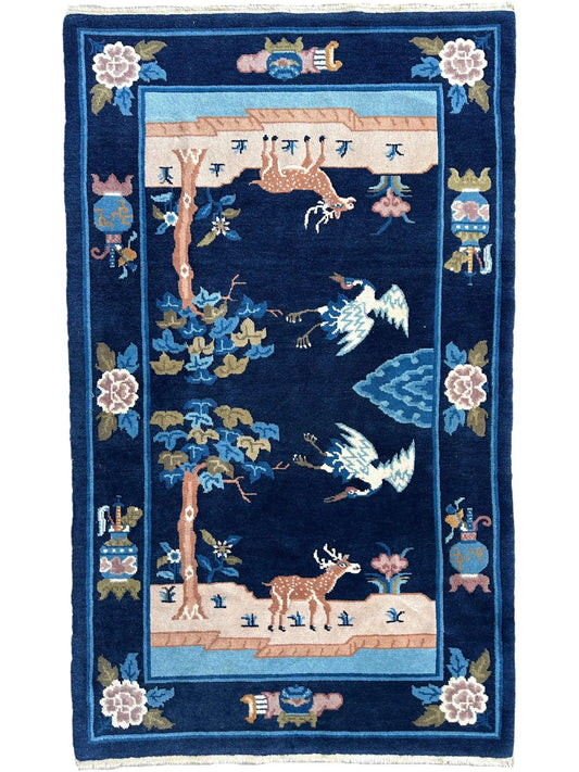 Vintage Pictorial Tibetan Rug 3’ x 5’1” Rugistan