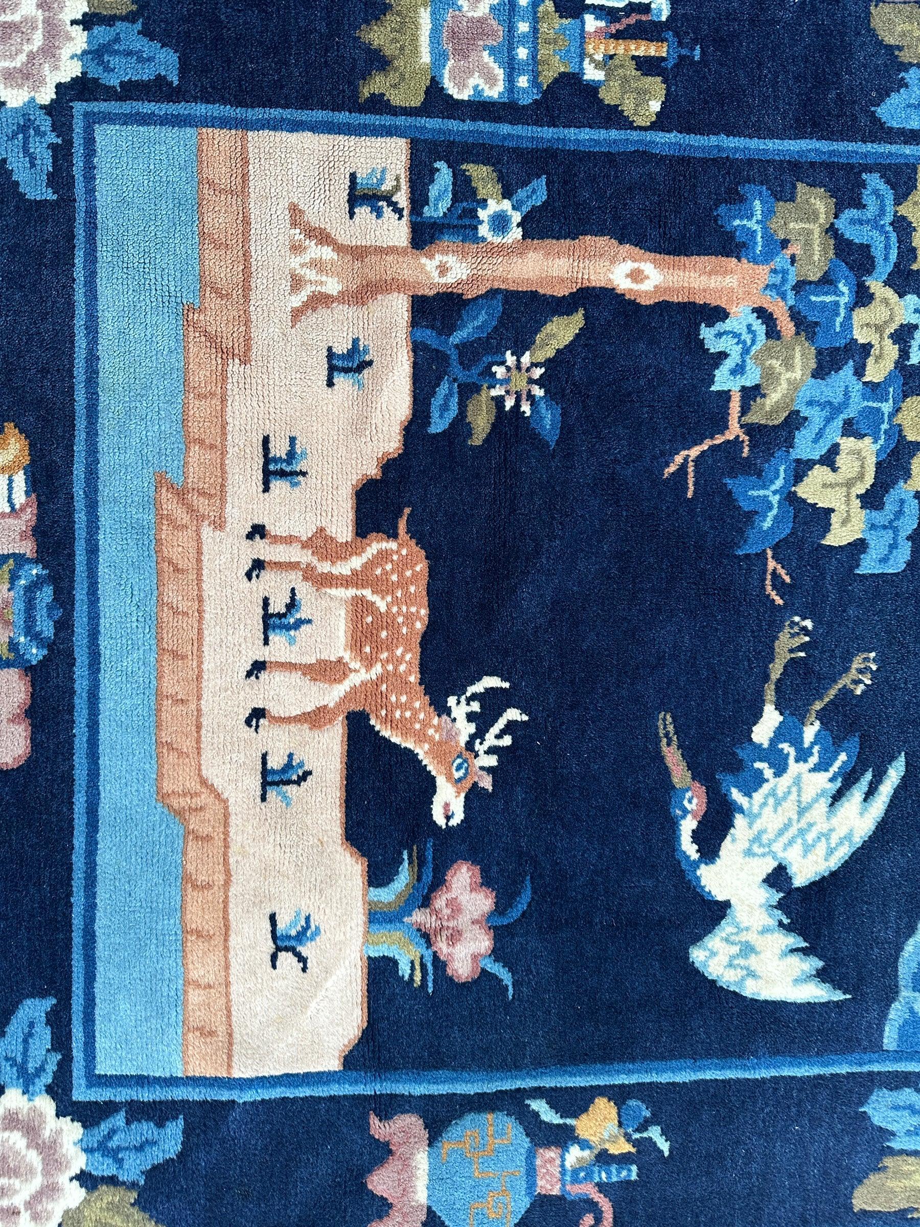 Vintage Pictorial Tibetan Rug 3’ x 5’1” Rugistan