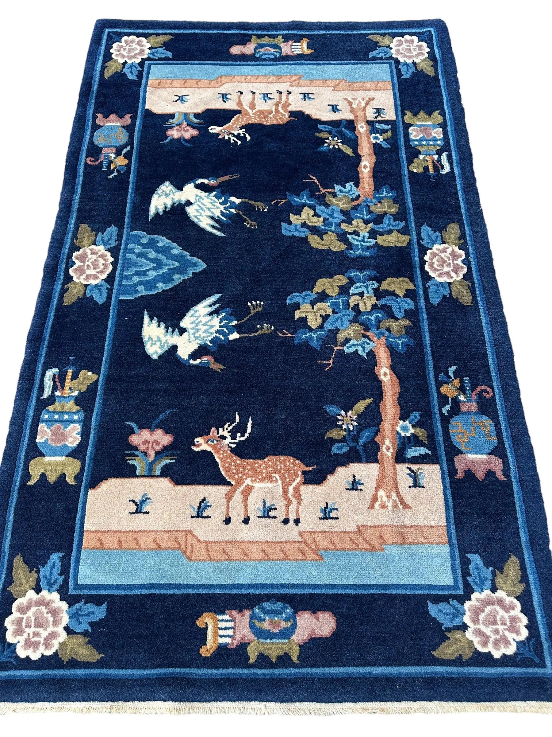 Vintage Pictorial Tibetan Rug 3’ x 5’1” Rugistan