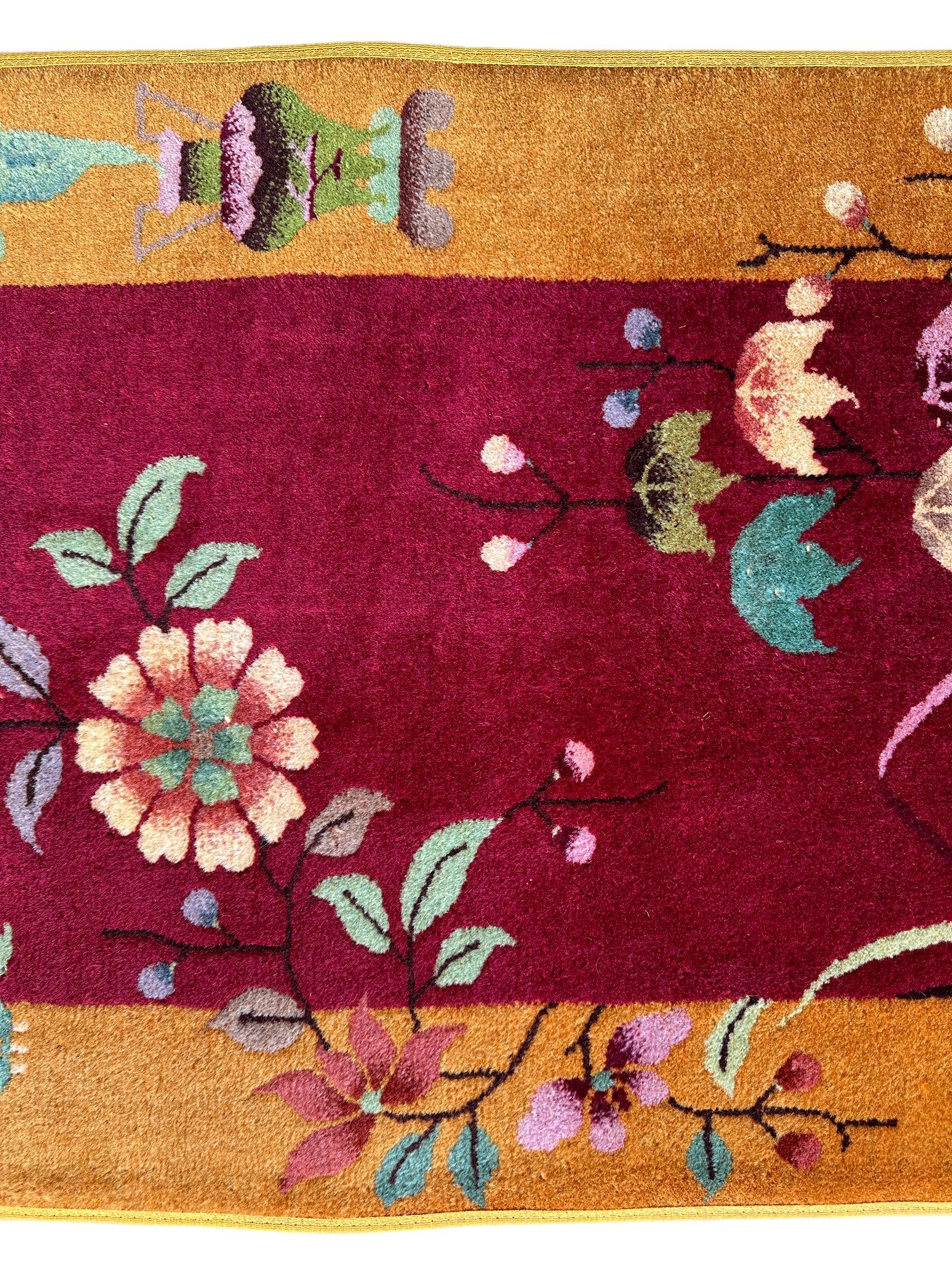 Vintage Small Art Deco Chinese Rug 22” x 47” Rugistan