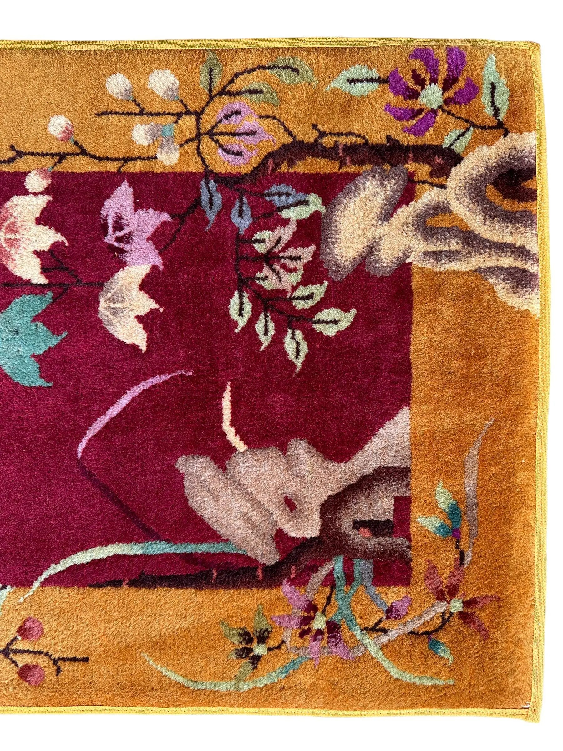 Vintage Small Art Deco Chinese Rug 22” x 47” Rugistan