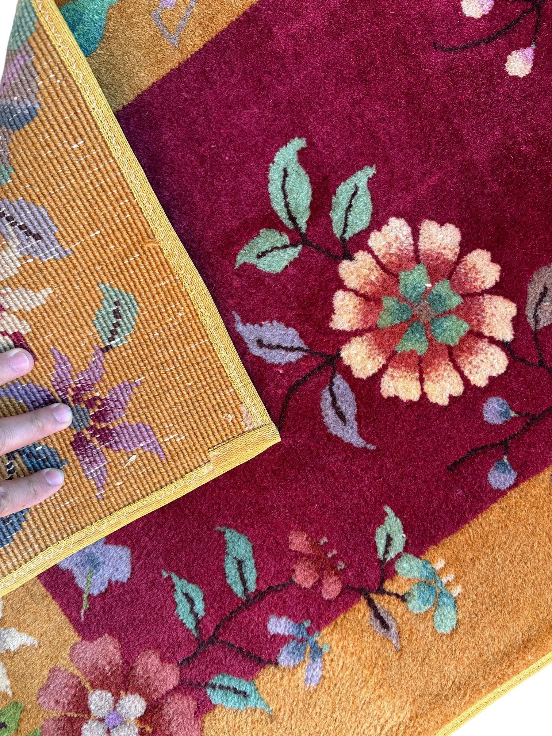 Vintage Small Art Deco Chinese Rug 22” x 47” Rugistan