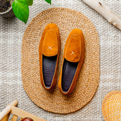 16-681-CGN X Italian Sueded Goatskin Loafer, Cognac