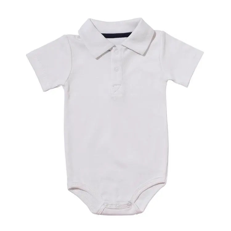 Fashionable Button-Down Collar Bodysuit Set | Unisex Baby Bodysuits