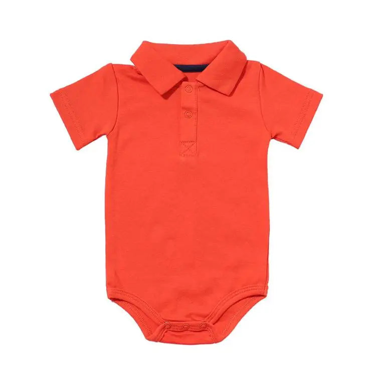 Fashionable Button-Down Collar Bodysuit Set | Unisex Baby Bodysuits