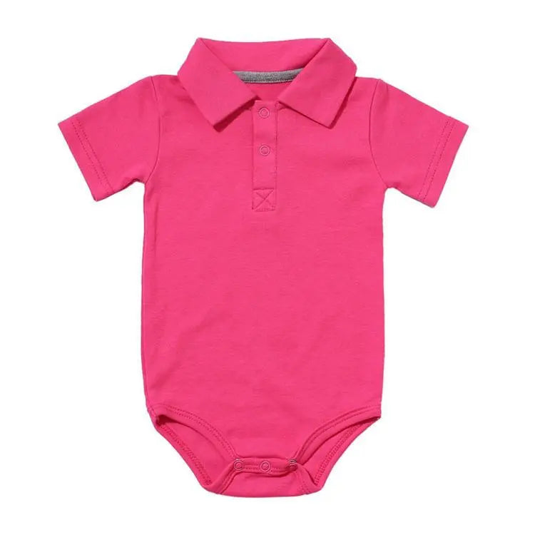 Fashionable Button-Down Collar Bodysuit Set | Unisex Baby Bodysuits