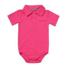 Fashionable Button-Down Collar Bodysuit Set | Unisex Baby Bodysuits