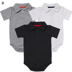 Fashionable Button-Down Collar Bodysuit Set | Unisex Baby Bodysuits