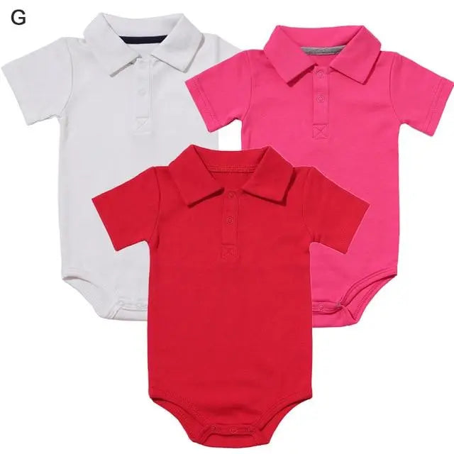 Fashionable Button-Down Collar Bodysuit Set | Unisex Baby Bodysuits