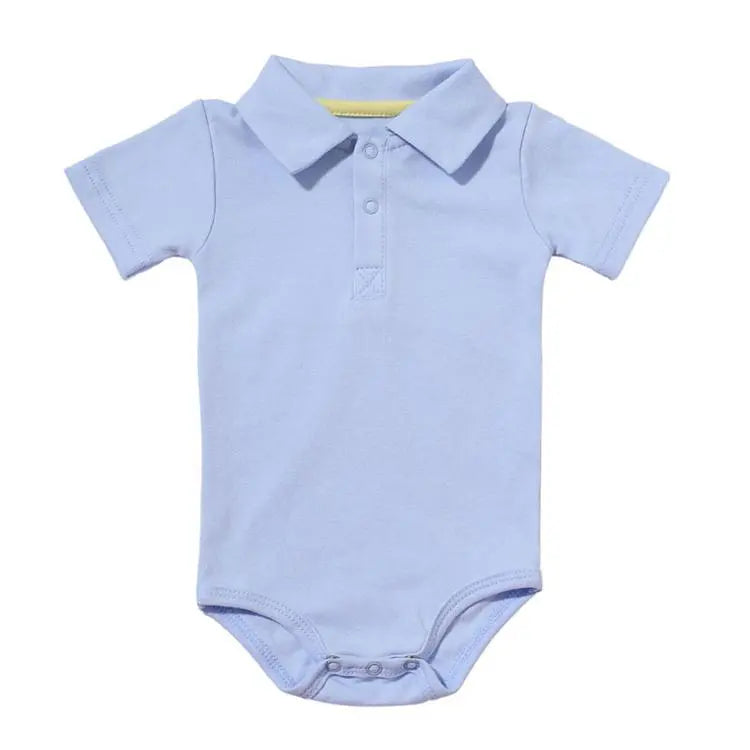 Fashionable Button-Down Collar Bodysuit Set | Unisex Baby Bodysuits