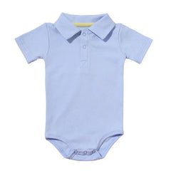 Fashionable Button-Down Collar Bodysuit Set | Unisex Baby Bodysuits