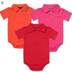 Fashionable Button-Down Collar Bodysuit Set | Unisex Baby Bodysuits