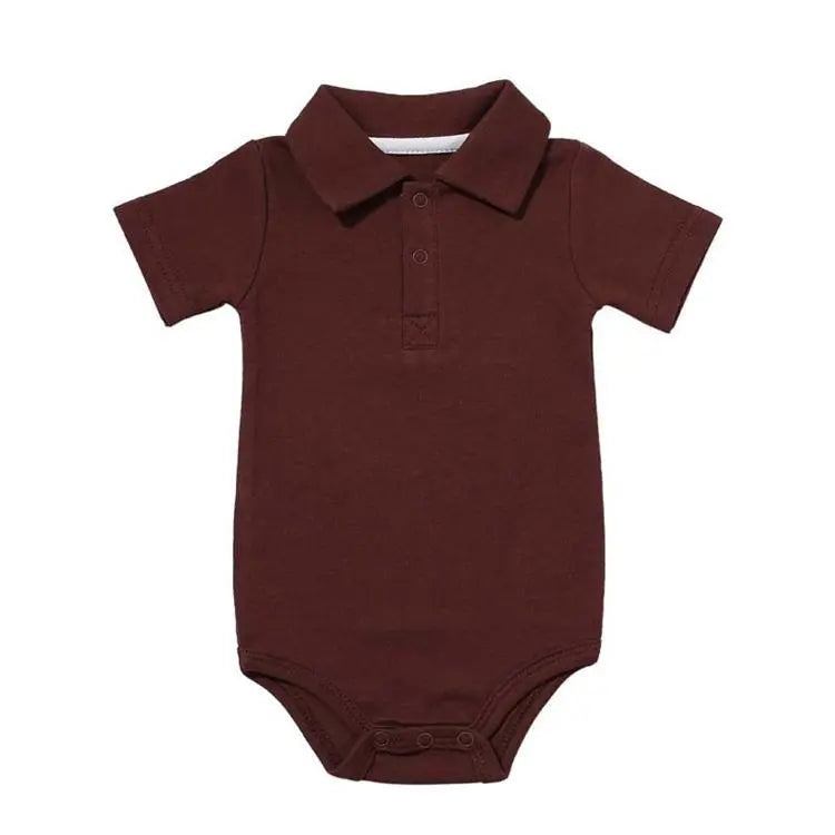 Fashionable Button-Down Collar Bodysuit Set | Unisex Baby Bodysuits