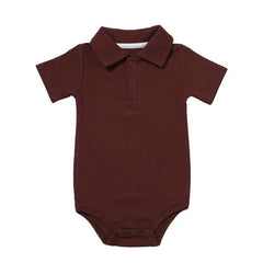 Fashionable Button-Down Collar Bodysuit Set | Unisex Baby Bodysuits