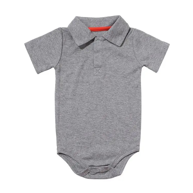 Fashionable Button-Down Collar Bodysuit Set | Unisex Baby Bodysuits